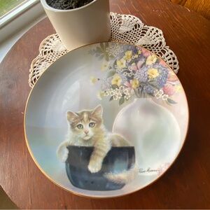 Kitten in Black Bowl Decorative Plate